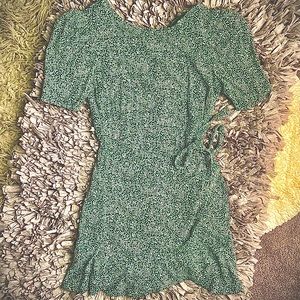 Abercrombie & Fitch Green Flowy High Neck Wrap Dress